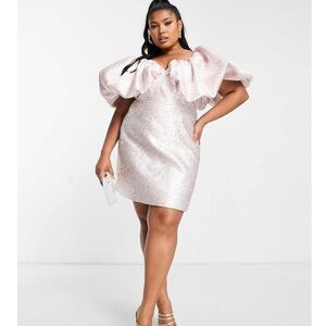 ASOS LUXE Curve Bubble Bardot Mini Dress in Jacquard